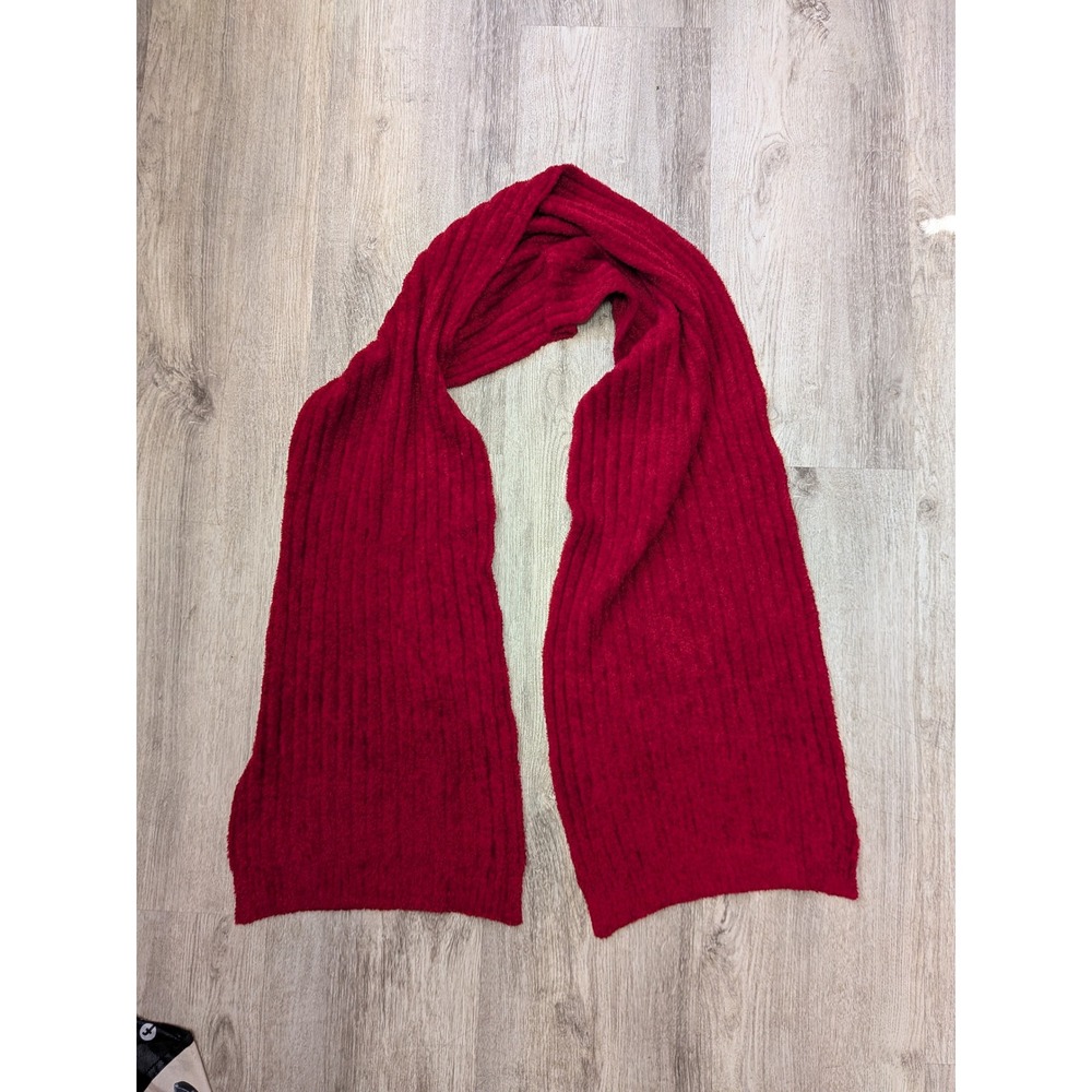 Talbots Red Eyelash Knit Scarf Fuzzy Ribbed Soft Winter Accessory